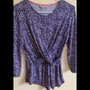 Juicy Couture • Soft Sexy Women's Pink Blue Floral Top Shirt Long Sleeve